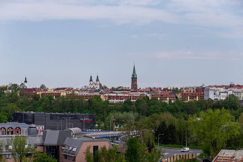 Pohled na město z Hotelu Centrum, 12 května 2022 ve Frýdku-Místku.