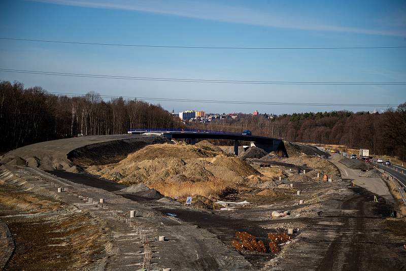 Výstavba dálničního obchvatu, 24. února 2022 ve Frýdku-Místku.