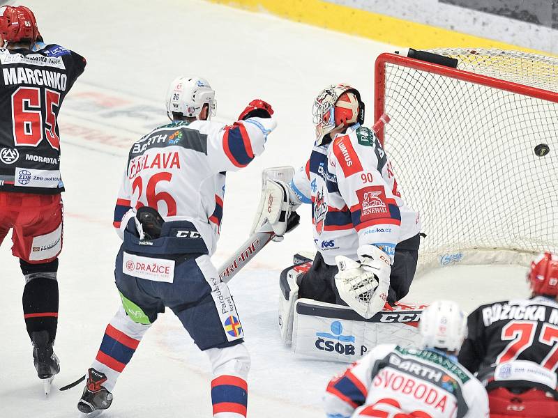 Čtvrtfinále play off hokejové extraligy - 4. zápas: HC Oceláři Třinec - HC Dynamo Pardubice, 21. března 2018.