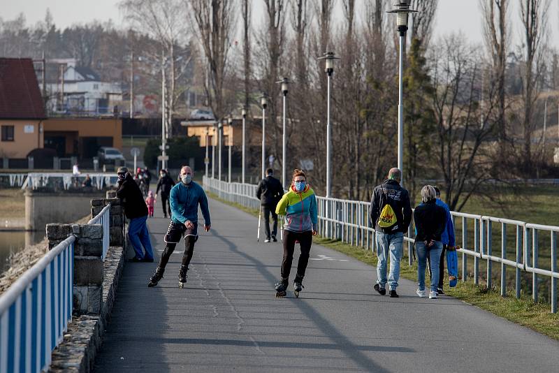 Přehrada Olešná, 27. března 2020 ve Frýdku-Místku.