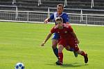 Třetiligoví fotbalisté MFK Frýdek-Místek (v modrém) porazili v úvodním kole rezervní celek prvoligové Sigmy Olomouc 3:1.