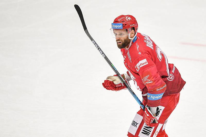 Semifinále play off hokejové extraligy - 2. zápas: HC Oceláři Třinec - BK Mladá Boleslav, 4. dubna 2022 v Třinci. Martin Růžička z Třince.