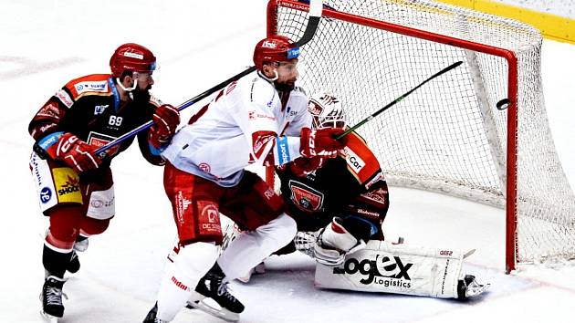 Zápas 47. kola hokejové extraligy Oceláři Třinec - Mountfield Hradec Králové, který se hrál 17. února 2023 ve Werk Areně