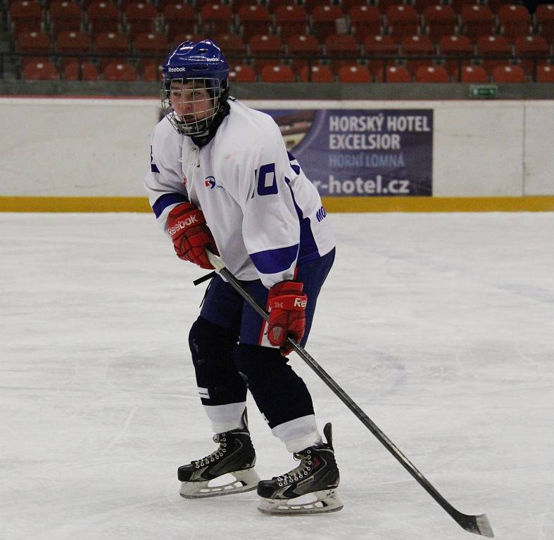 Turnaj v ledním hokeji Škoda Hockey Cup. Utkání Moravskoslezského kraje (bílé dresy) s Olomouckým krajem. 