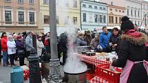 Masopustní jarmark na náměstí Svobody ve Frýdku-Místku, zima 2019.