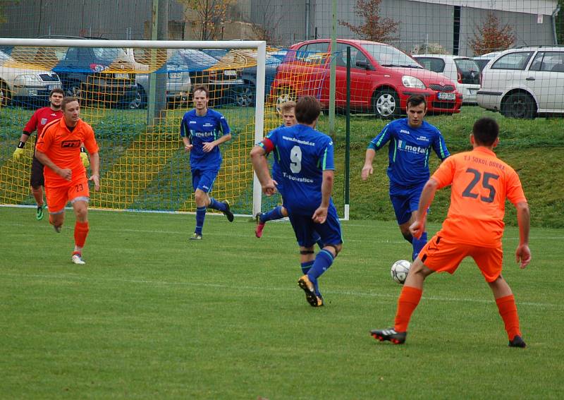 Derby mezi Dobraticemi (v modrém) a Dobrou nabídlo pět branek.