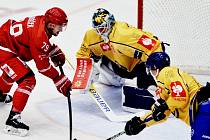 Zápas základní skupiny hokejové Ligy mistrů Oceláři Třinec - Davos 11. října ve Werk Areně.