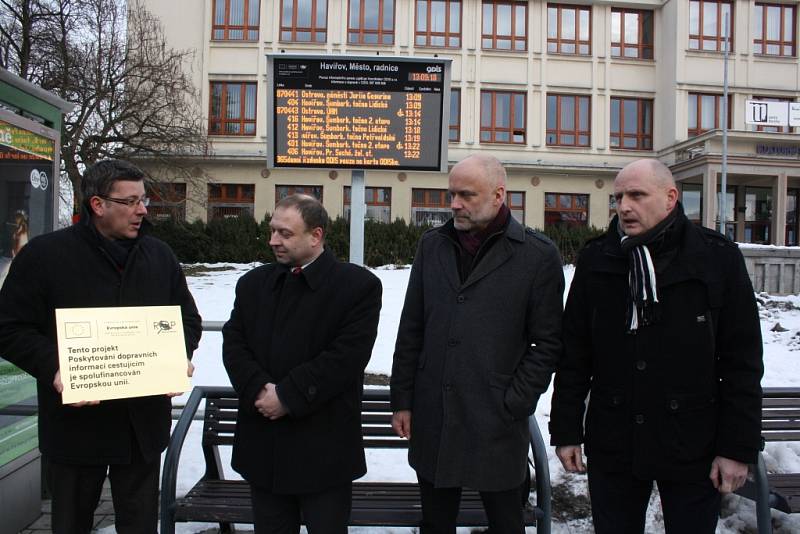 Oficiální zahájení provozu světelných tabulí s jízdními řády v Moravskoslezském kraji se konalo v Havířově. 