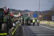Protest u hraničního přechodu Chotěbuz, 22. února 2024.