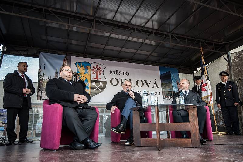 Návštěva prezidenta Miloše Zemana v Orlové. 