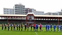 Havířovští fotbalisté (v modrém) přehráli Frýdlant jasně 3:0.