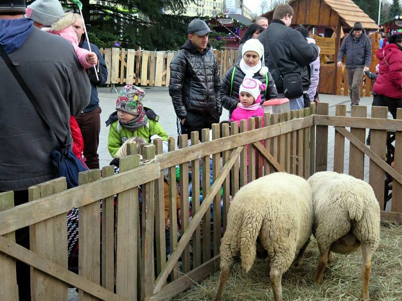 Vánoční městečko v Havířově je věnováno především dětem. Takto vypadalo o první adventní neděli.