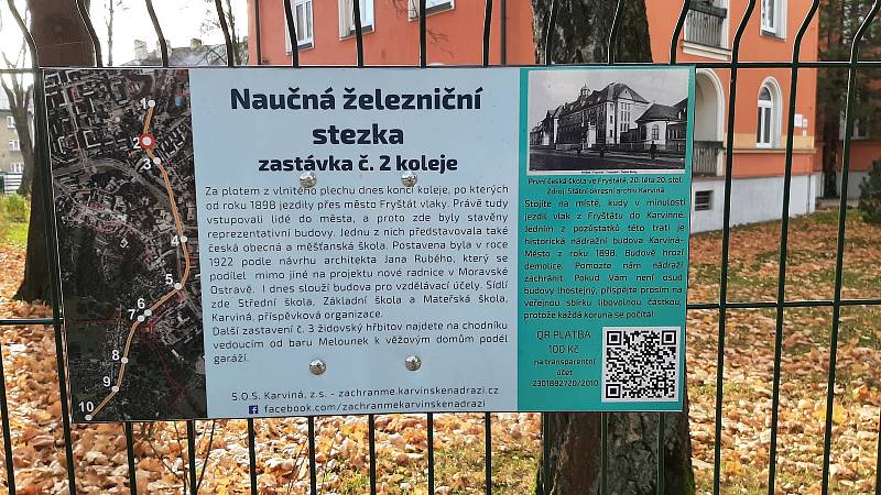 Po stopách zaniklé železnice se můžete vydat v Karviné od historické nádražní budovy ve Fryštátě přes Ráj a Darkov až řece Olši. Na celkem deseti zastaveních jsou informační tabulky.