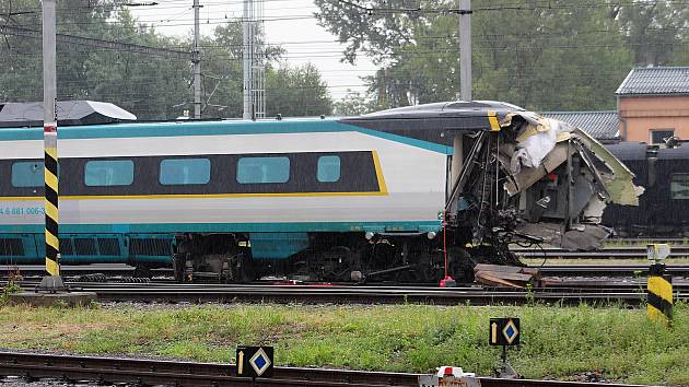 Část vlakové soupravy pendolino po nehodě, Bohumín, 28. června 2022.