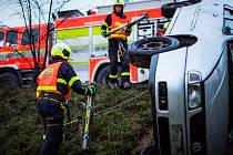 Cvičení hasičů u dopravní nehody v Darkově, neděle 27. listopadu 2022.
