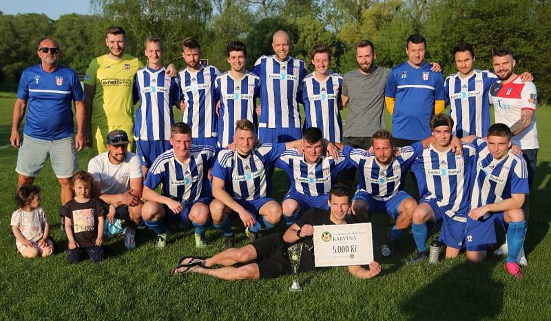 Finále Poháru OFS Karviná 2022 FK Baník Albrechtice - Český Těšín 2:1, které se hrálo 11. května 2022 na hřišti Lokomotivy Louky. Foto: FK Baník Albrechtice/Gustav Guňka