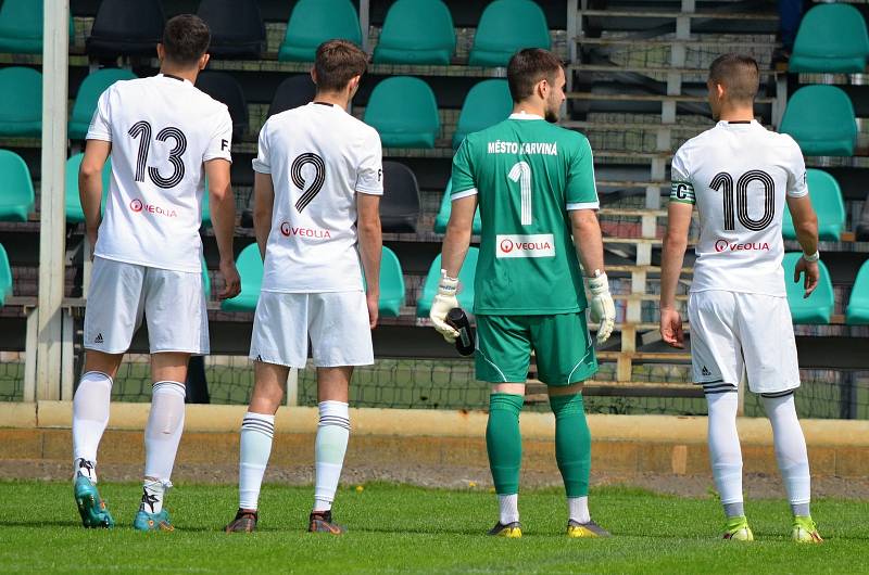 Zápas 21. kola divize F MFK Karviná B - Bospor Bohumín 1:2, který se hrál 8. května 2022 na hřišti Kovony. Foto: MFK Karviná