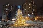 V Orlové mají letos menší vánoční strom. Ten, který na prostranství před restaurací Morava stával stabilně, se letos zlomil, a tak byl narychlo přivezen nový, zdravý.