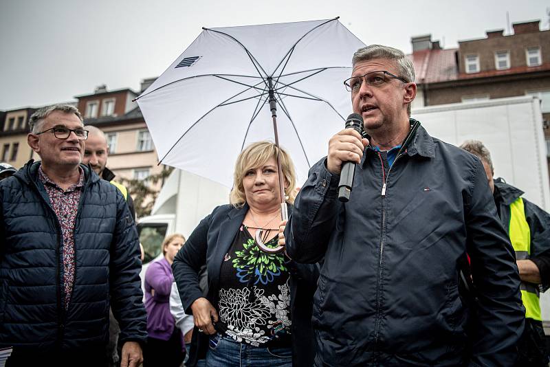 Andrej Babiš na návštěvě Moravskoslezského kraje, 22. srpna 2022, Český Těšín. Karel Havlíček a Alena Schillerová.