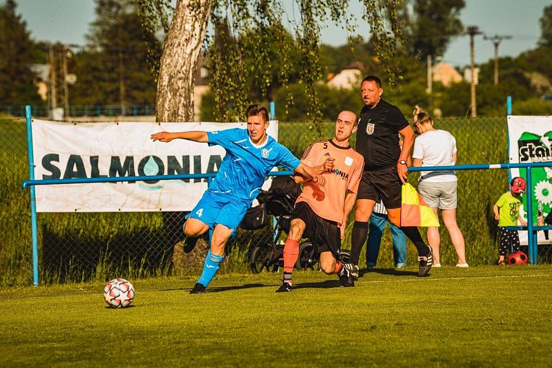 Zápas 22. kola fotbalové I.B třídy, skupiny C, Lokomotiva Petrovice B - Horní Suchá 0:6, které se hrálo 15. května na hřišti v Závadě. Foto: FK Horní Suchá/Ondřej Kruťa