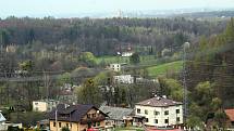 Stanislavice. Od roku 1975 součást Českého Těšína. Pohled na obec z nejvyššího bodu.