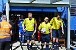 Havířovští fotbalisté (v modrém) přehráli Nový Jičín 2:0.