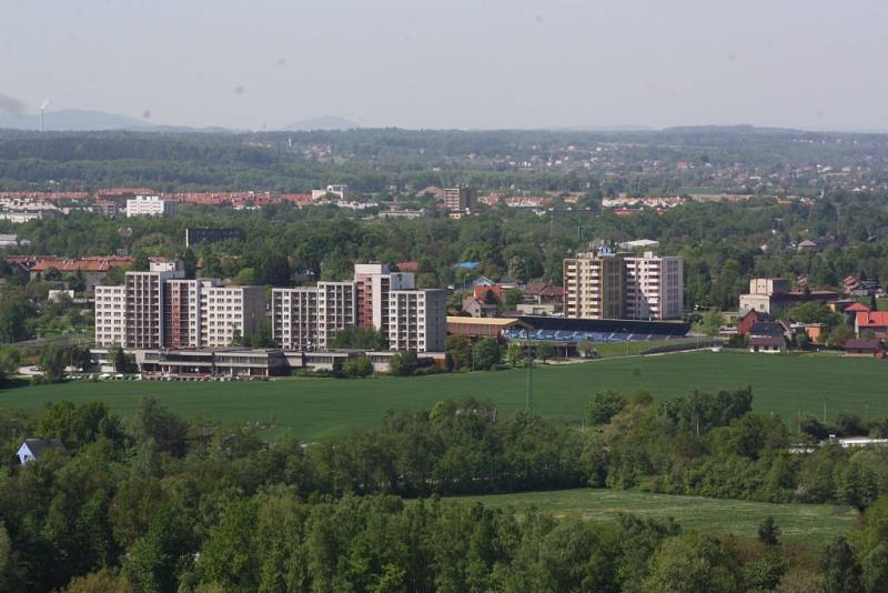 Výhled z těžní věže bývalého Dolu František v horní Suché. 