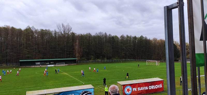 Zápas 14. kola krajského přeboru Slavia Orlová - Bolatice 6:0.