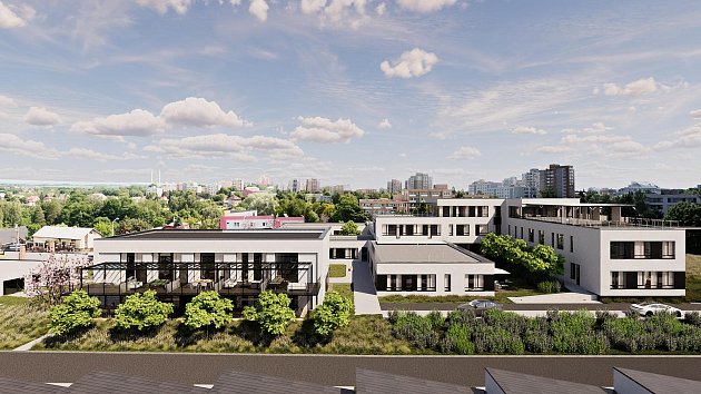 V Orlové-Lutyni je před dokončením nový bytový komplex s názvem Residence Polní 963. Vizualizace.