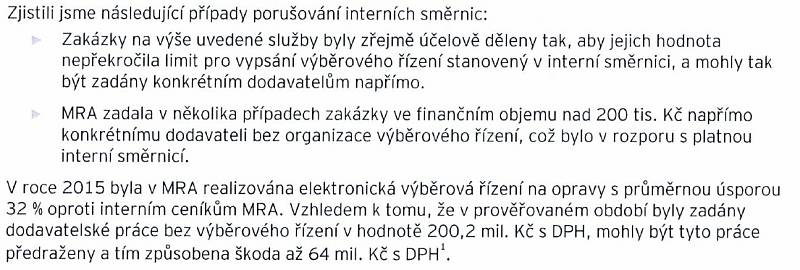 Výňatek z auditu MRA za období 2012 až 2014. 