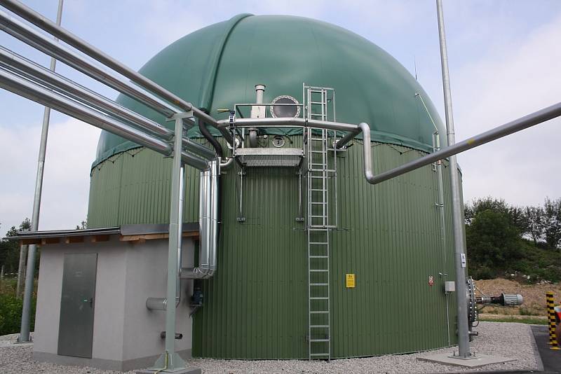 Bioplynová stanice pro zpracování bioodpadu v kogenerační jednotce na skládce Depos v Horní Suché. 