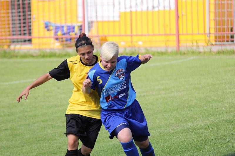 Havířovské fotbalistky (v modrém) excelovaly proti Těšínu.