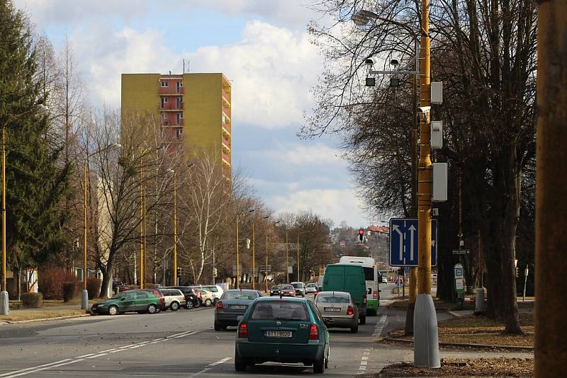 Úsekový radar na Národní třídě v Havířově. Výjezdní místo. 