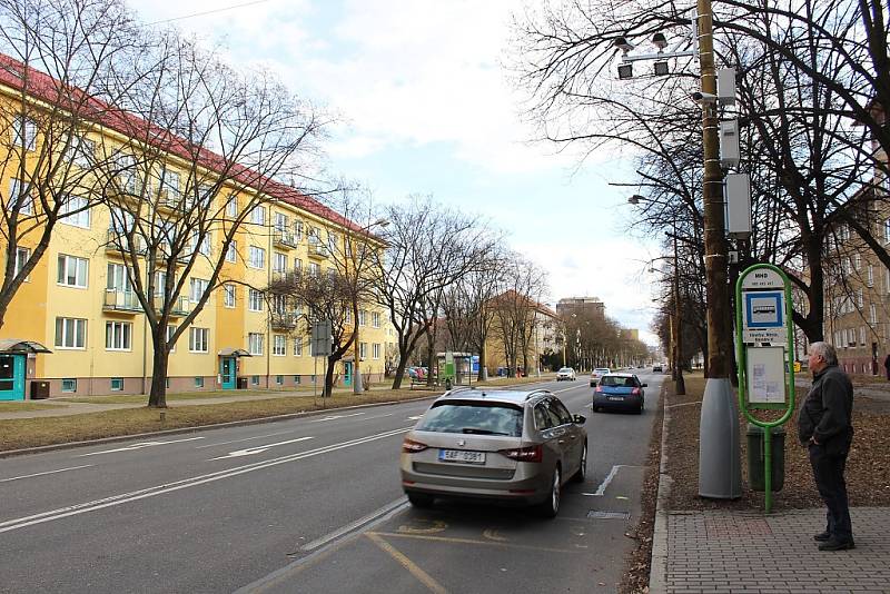 Úsekový radar na Národní třídě v Havířově. Vstupní bod měření. 