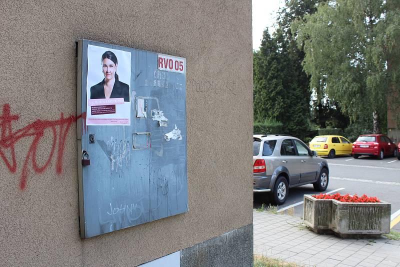 Plakáty s kandidátkou do Senátu ČR Markétou Kabourkovou hyzdí různá místa v Havířově.