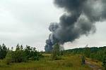 Požár v polské obci Kaczyce, nedaleko hranic s Českou republikou, 24. června 2023.
