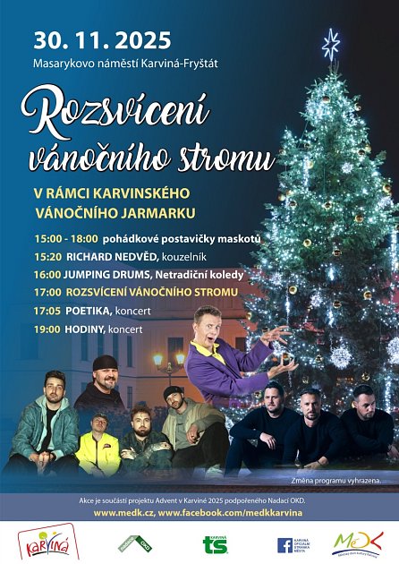 Rozsvícení vánočního stromu v Karviné 2025.