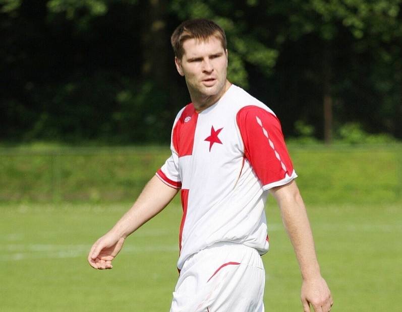 Jarmil Kopel v dresu orlovské Slavie. Svými góly pomohl klubu do MSFL.