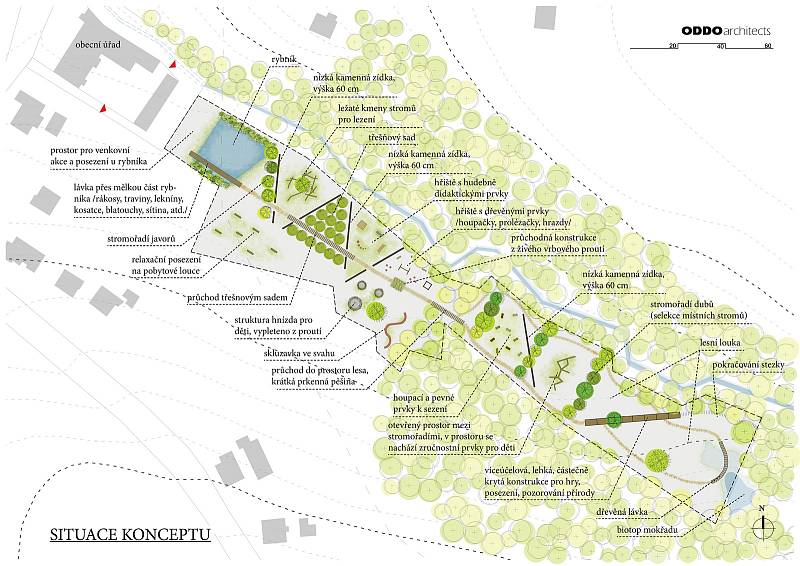 Lesopark určený k relaxaci a společnému setkávání vznikne v blízkosti Obecního úřadu Horní Bludovice.