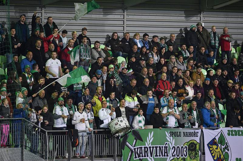 Utkání 26. kola první fotbalové ligy: MFK Karviná - Baník Ostrava, 29. března 2019 v Karviné. Na snímku fans Karviné.