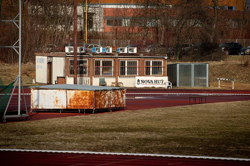 Atletický stadion v Havířově, leden 2020.