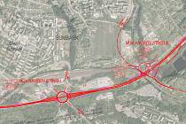 Plány míst, kudy by měl v budoucnu měl vést silniční obchvat Havířova a silnice přes Těrlicko na dálnici k Třanovicím.
