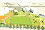 Studie představují podoby nového sportovního areálu, který by měl v budoucnu vyrůst místo dnes již nevyhovujícího areálu za Obchodní akademií v Karviné-Hranicích.
