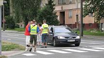 Rekonstrukce nehody sanitky s osobním automobilem. 