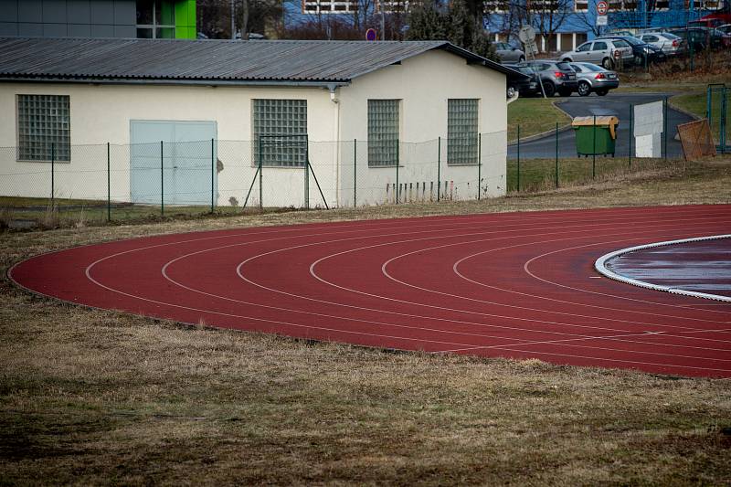 Atletický stadion v Havířově, leden 2020.