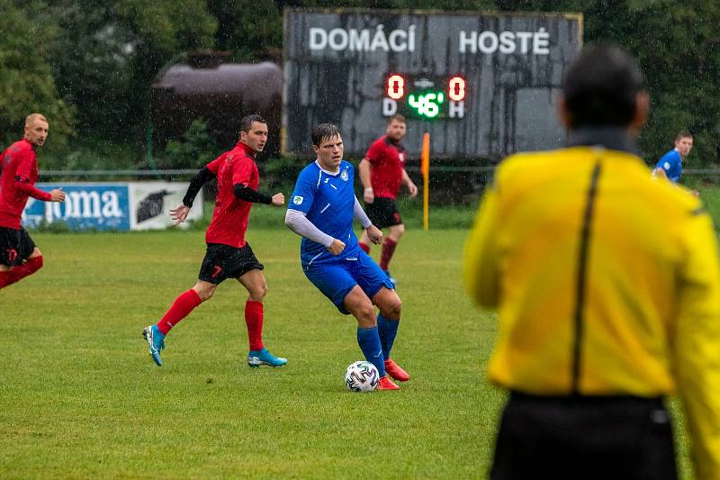 Zápas 3. kola fotbalové I.A třídy, skupiny B, Bystřice - Horní Suchá 0:0.