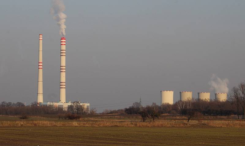 Pohled na elektrárnu Dětmarovice