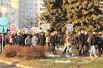 Protest Orlovanů proti výrazné redukci nemocnice ve čtvrtek 17. ledna 2019.
