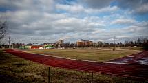 Atletický stadion v Havířově, leden 2020.