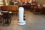 V orlovské restauraci Silvie obsluhuje hosty robot. Srpen 2021